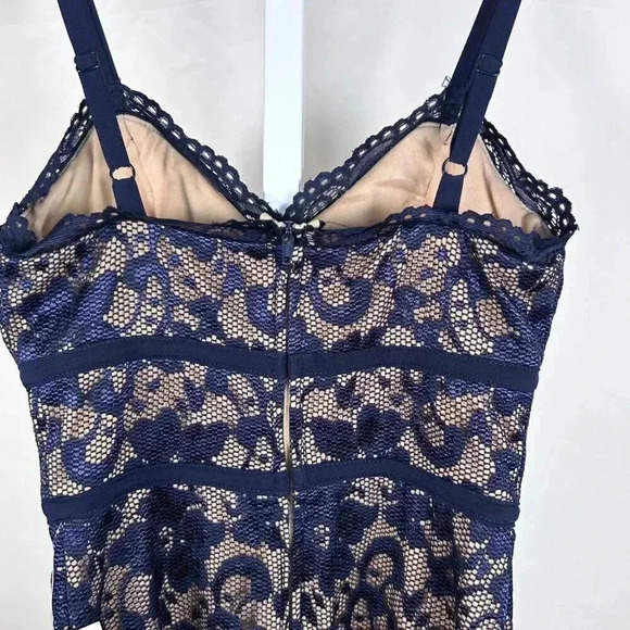 B. Darlin Size 1/2 Lace Overlay Dress Nude Lining Y2K Formal Semi Formal - Picture 5 of 10